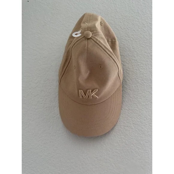 Michael Kors MK Logo Baseball Cap Hat Tan Khaki Adjustable One Size Mens Womens - Picture 2 of 5